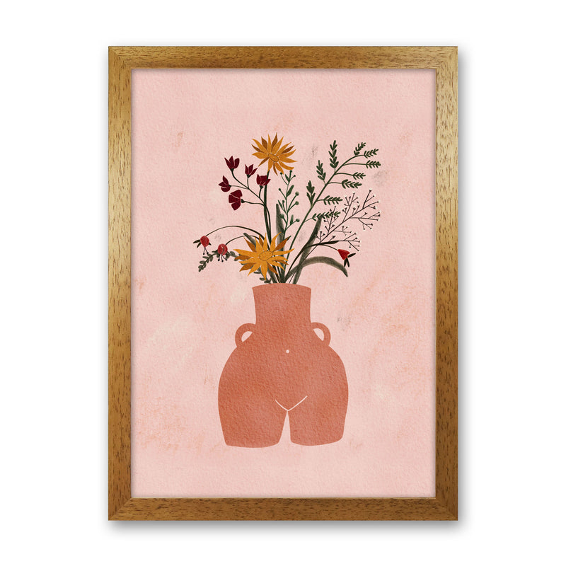 Figure Vase Flowers Art Print by Essentially Nomadic Oak Grain