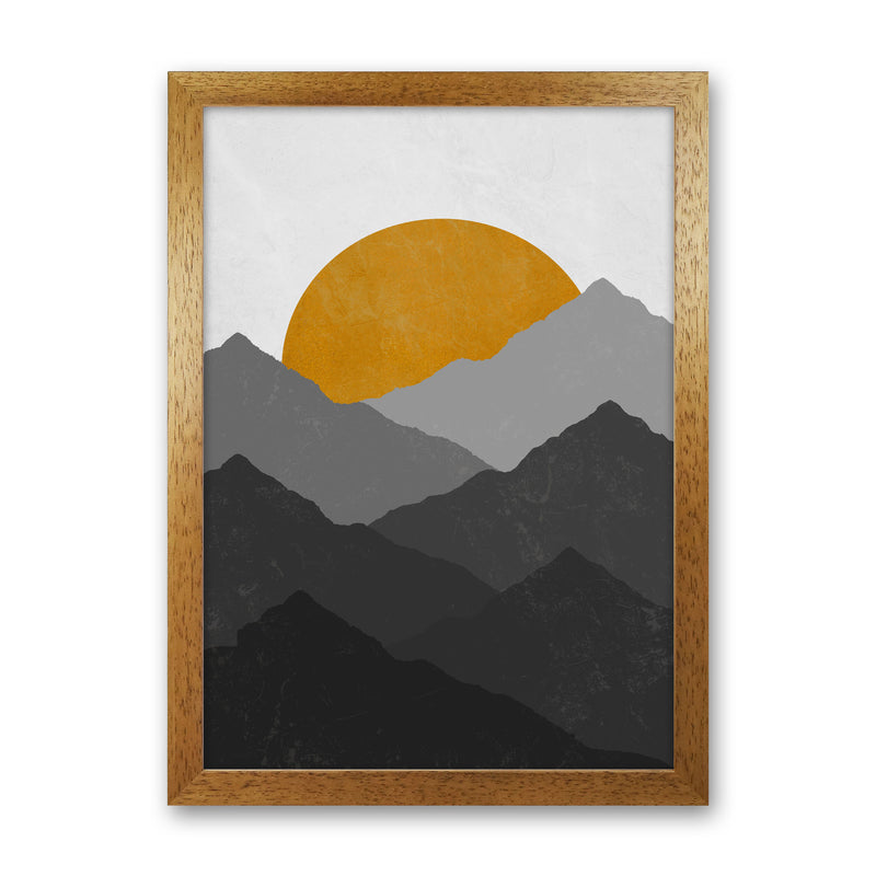 Mountain Sun Yellow Art Print by Essentially Nomadic Oak Grain