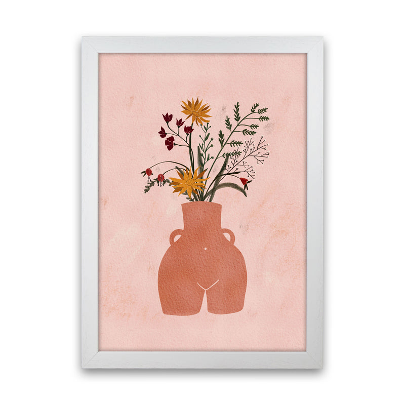 Figure Vase Flowers Art Print by Essentially Nomadic White Grain