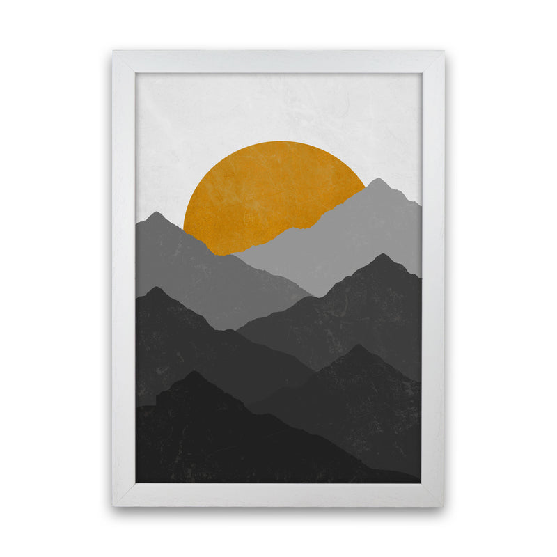Mountain Sun Yellow Art Print by Essentially Nomadic White Grain