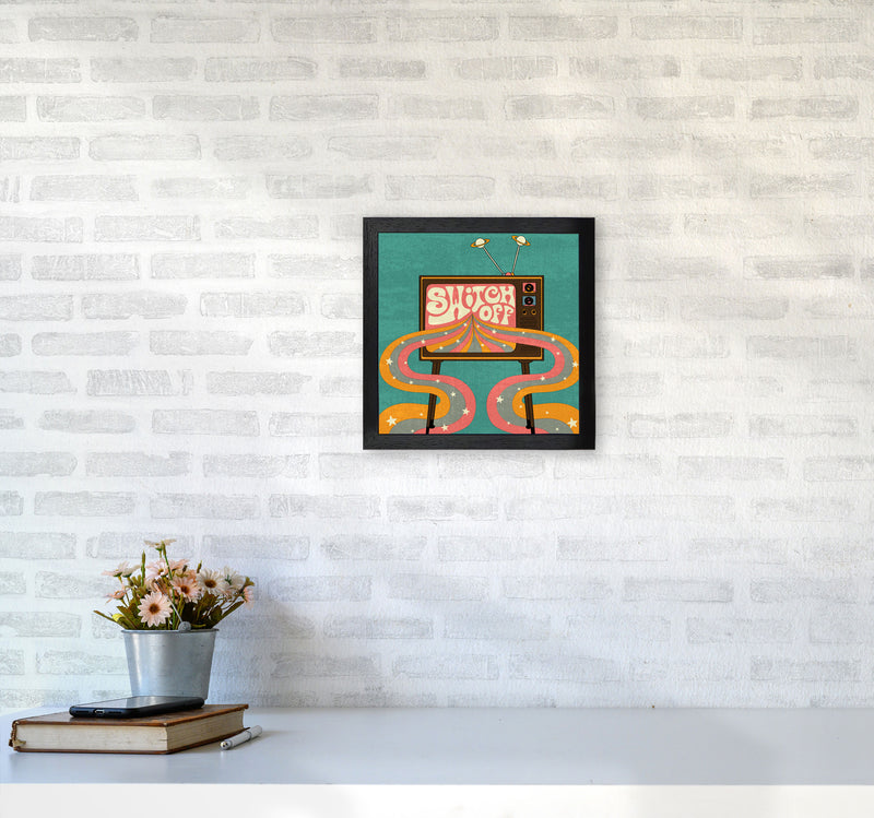 Switch Off Teal Textured Art Print by Inktally3030 White Frame
