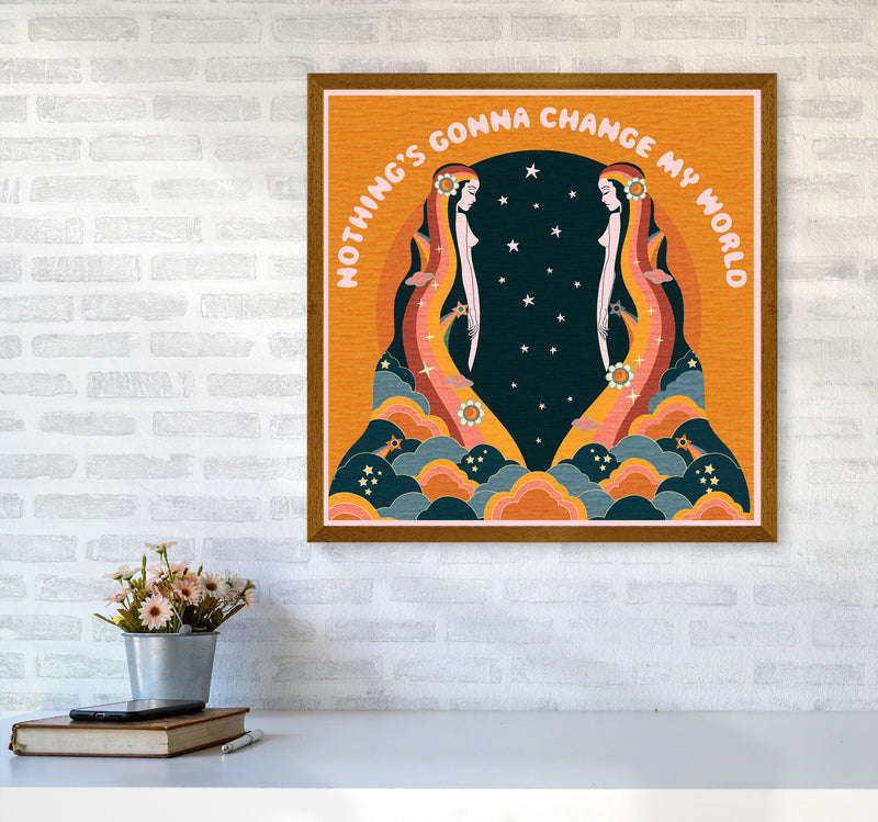 Change My World-Bordered-Orange-Text Art Print by Inktally6060 Print Only
