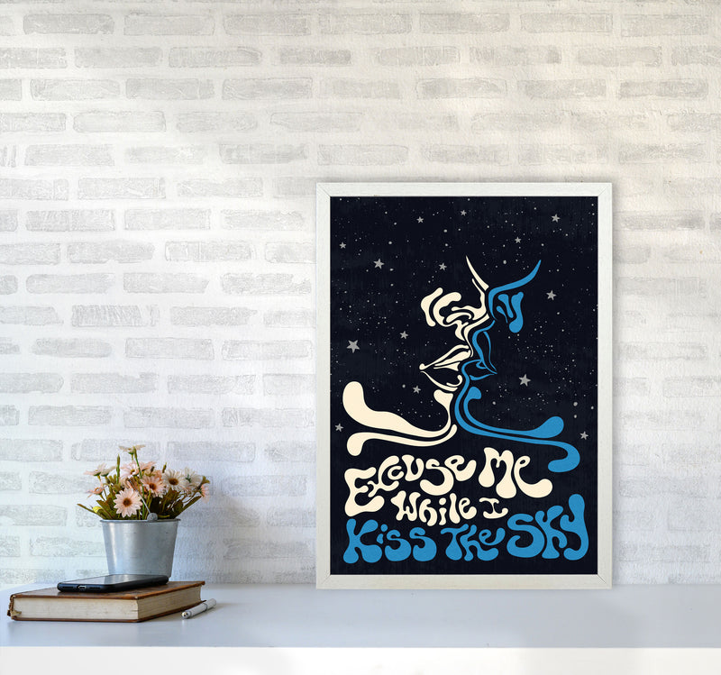 Kiss The Sky A2 Text Art Print by Inktally A2 Oak Frame