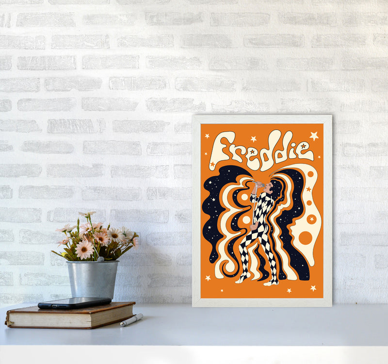 Freddie Orange-01 Art Print by Inktally A3 Oak Frame