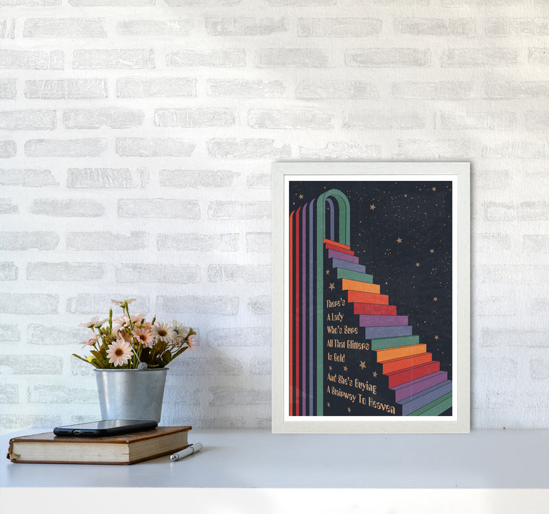 Stairway To Heaven A1 Gelato Art Print by Inktally A3 Oak Frame