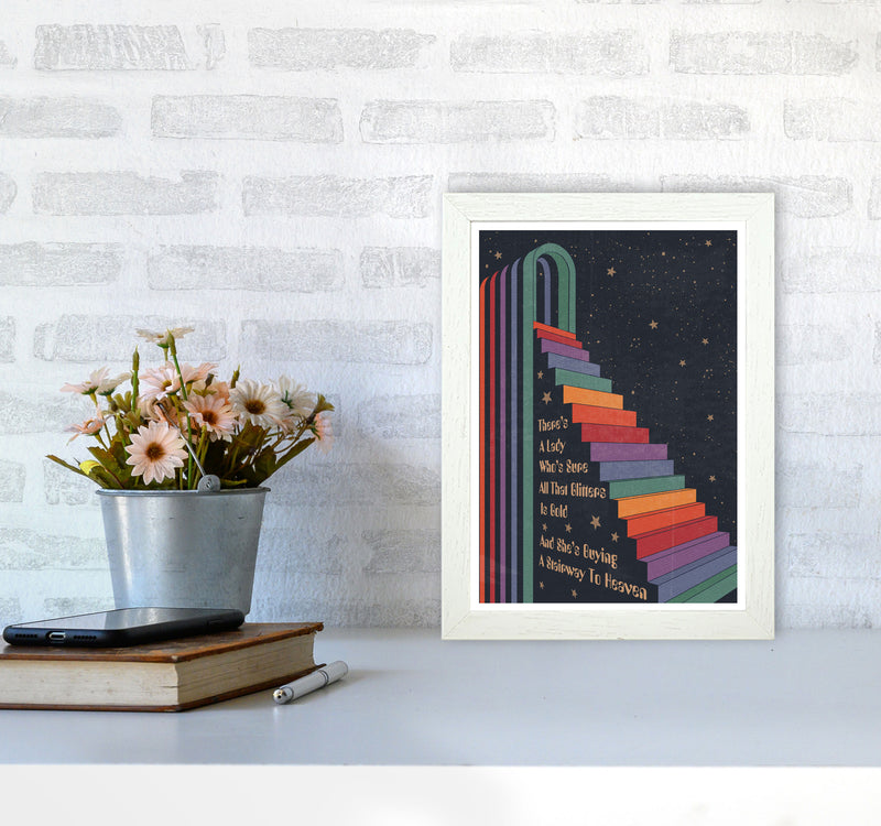 Stairway To Heaven A1 Gelato Art Print by Inktally A4 Oak Frame