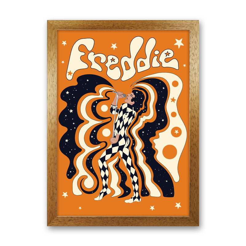 Freddie Orange-01 Art Print by Inktally Oak Grain