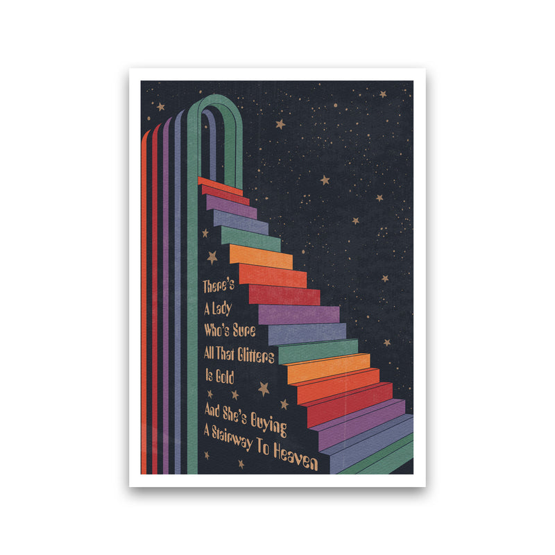 Stairway To Heaven Psychedelic Illustration Art Print by Inktally Print Only