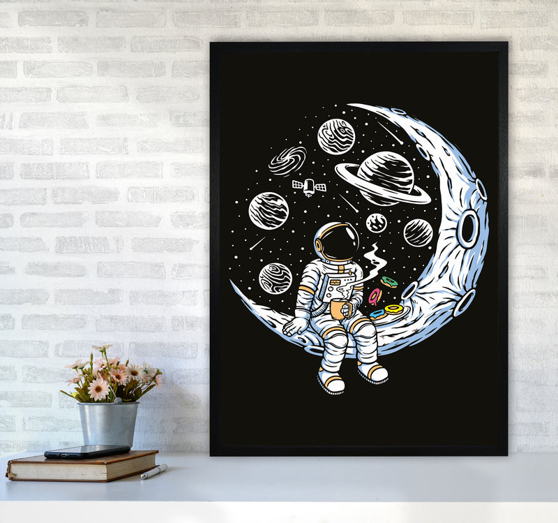 Coffee And Donuts On The Moon Art Print by Jason Stanley A1 White Frame