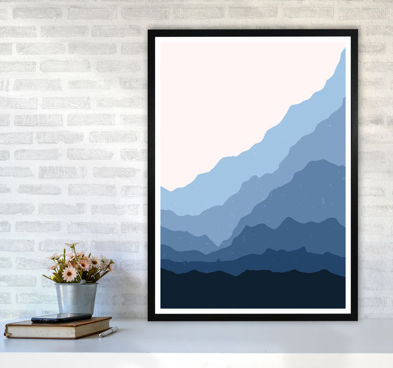 Blue Japanese Mountains Art Print by Jason Stanley A1 White Frame