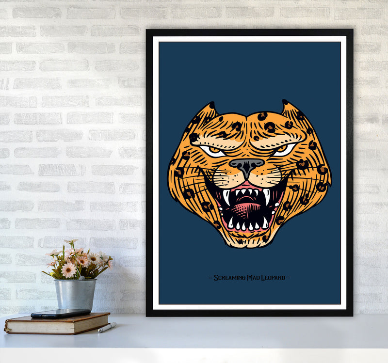 Screaming Mad Leopard Art Print by Jason Stanley A1 White Frame