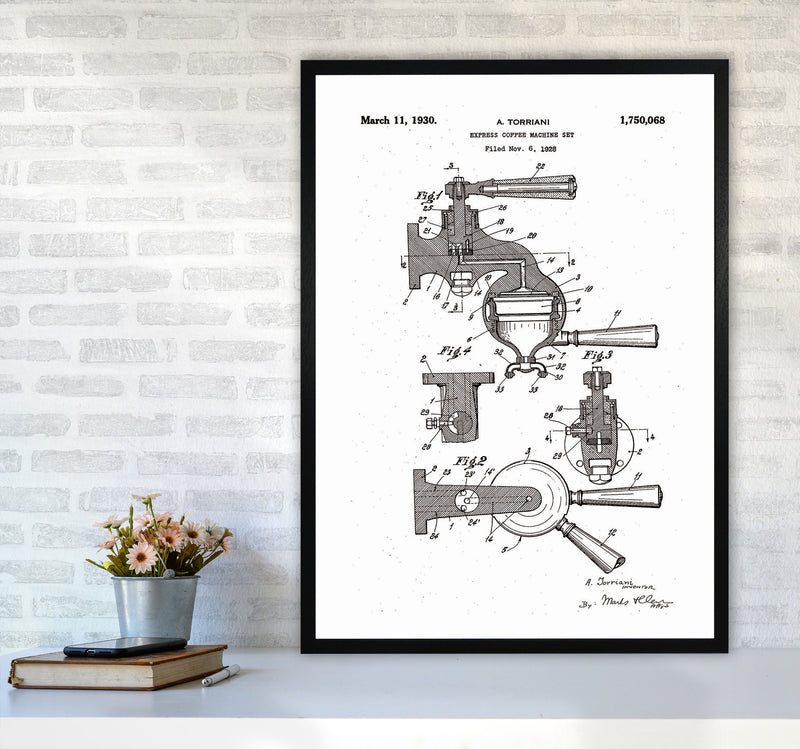 Espresso Coffee Machine Patent Art Print by Jason Stanley A1 White Frame