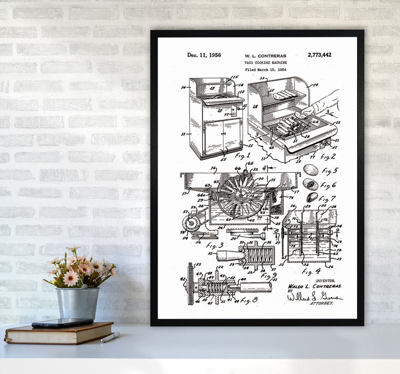 Taco Cooking Machine Patent Art Print by Jason Stanley A1 White Frame
