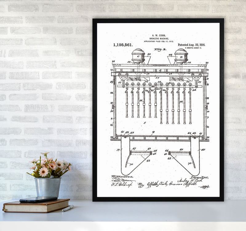Bronzing Machine Patent Art Print by Jason Stanley A1 White Frame