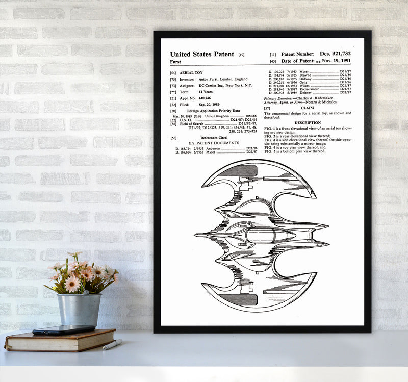 Batwing Patent Side View Art Print by Jason Stanley A1 White Frame