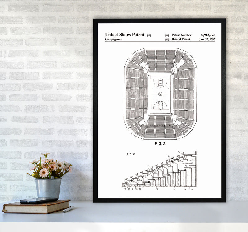 Basketball Court Patent Art Print by Jason Stanley A1 White Frame