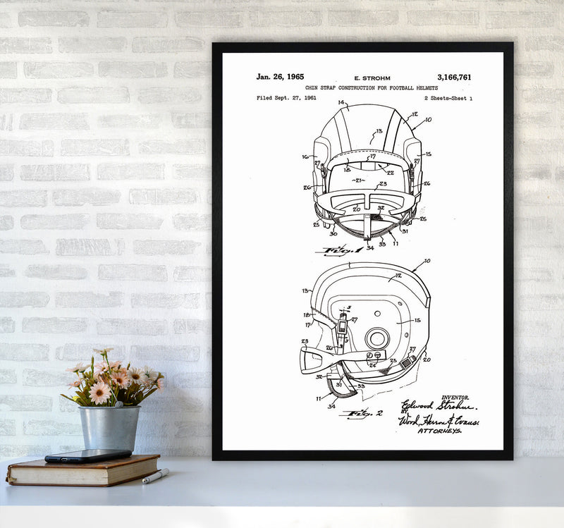 Football Helmet Patent 2 Art Print by Jason Stanley A1 White Frame
