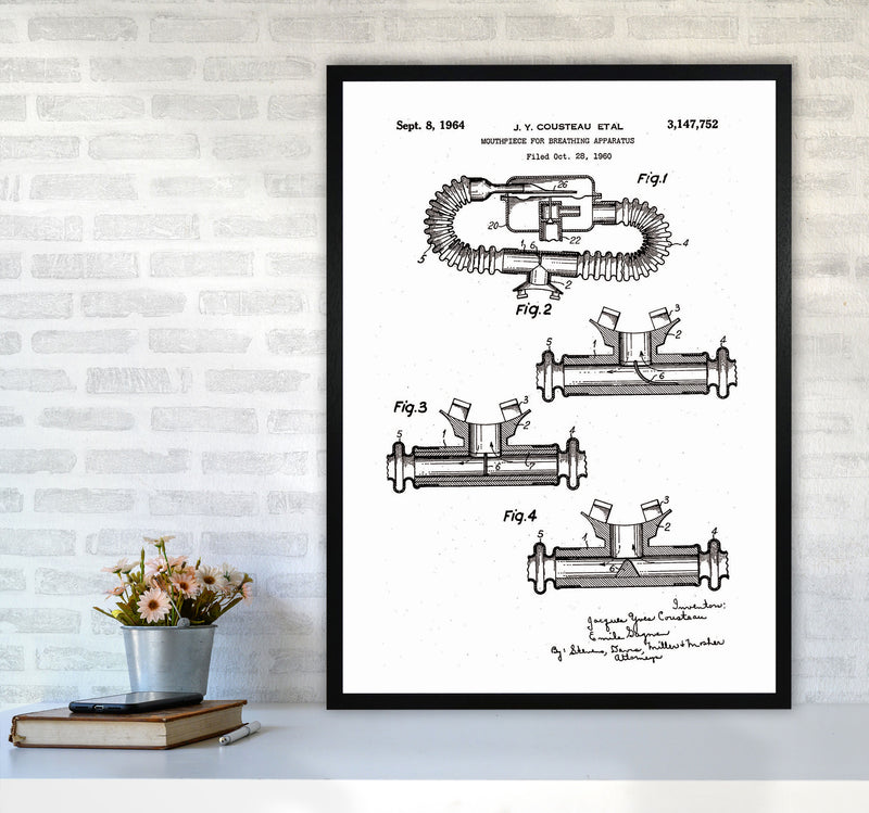Diving Apparatus Patent Art Print by Jason Stanley A1 White Frame