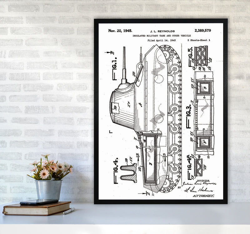 Military Tank 2 Patent Art Print by Jason Stanley A1 White Frame