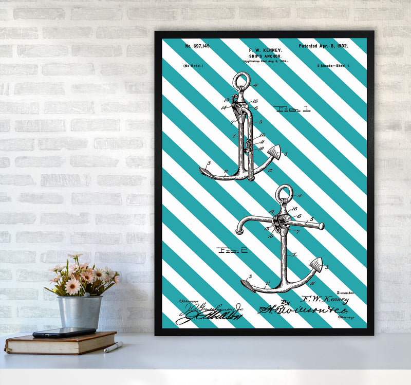 Anchor Patent Side Stripe Art Print by Jason Stanley A1 White Frame