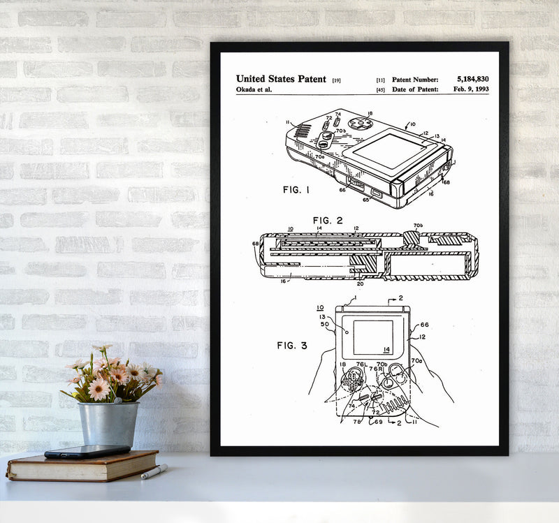 Gameboy Patent Art Print by Jason Stanley A1 White Frame