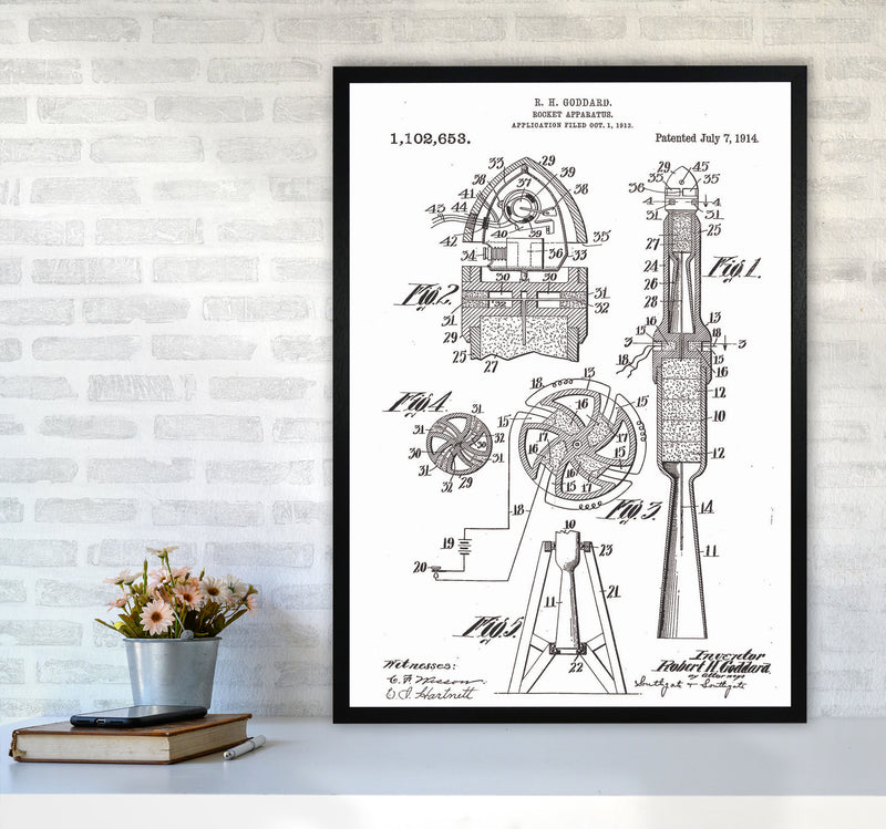 Rocket Patent Art Print by Jason Stanley A1 White Frame