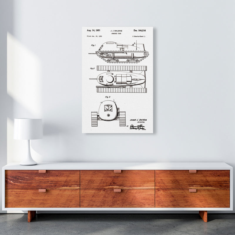 Armored Tank Patent White Art Print by Jason Stanley A1 Canvas