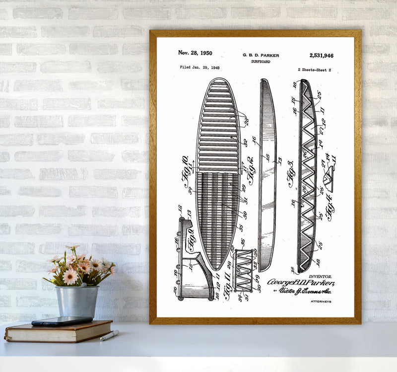 Surfboard Patent Design Art Print by Jason Stanley A1 Print Only