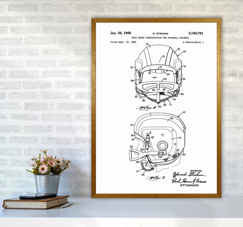 Football Helmet Patent 2 Art Print by Jason Stanley A1 Print Only