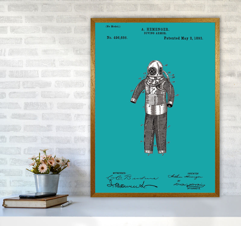Diving Armor Patent Blue Art Print by Jason Stanley A1 Print Only