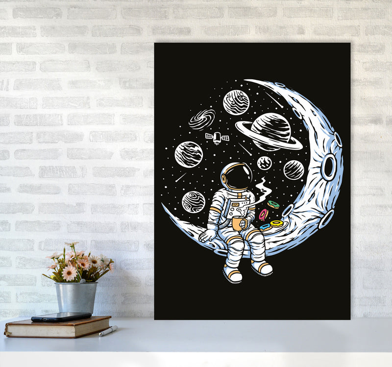 Coffee And Donuts On The Moon Art Print by Jason Stanley A1 Black Frame