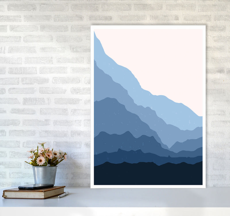 Blue Abstract Mountains Art Print by Jason Stanley A1 Black Frame