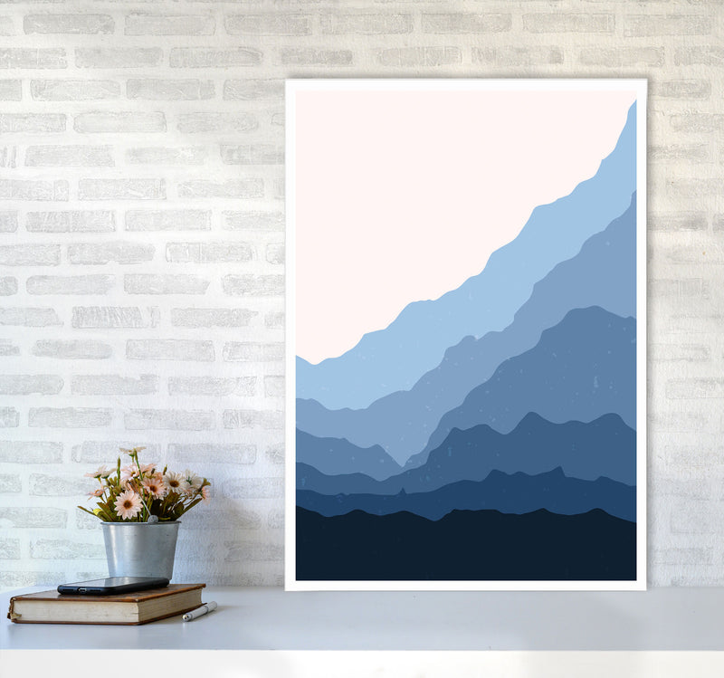 Blue Japanese Mountains Art Print by Jason Stanley A1 Black Frame