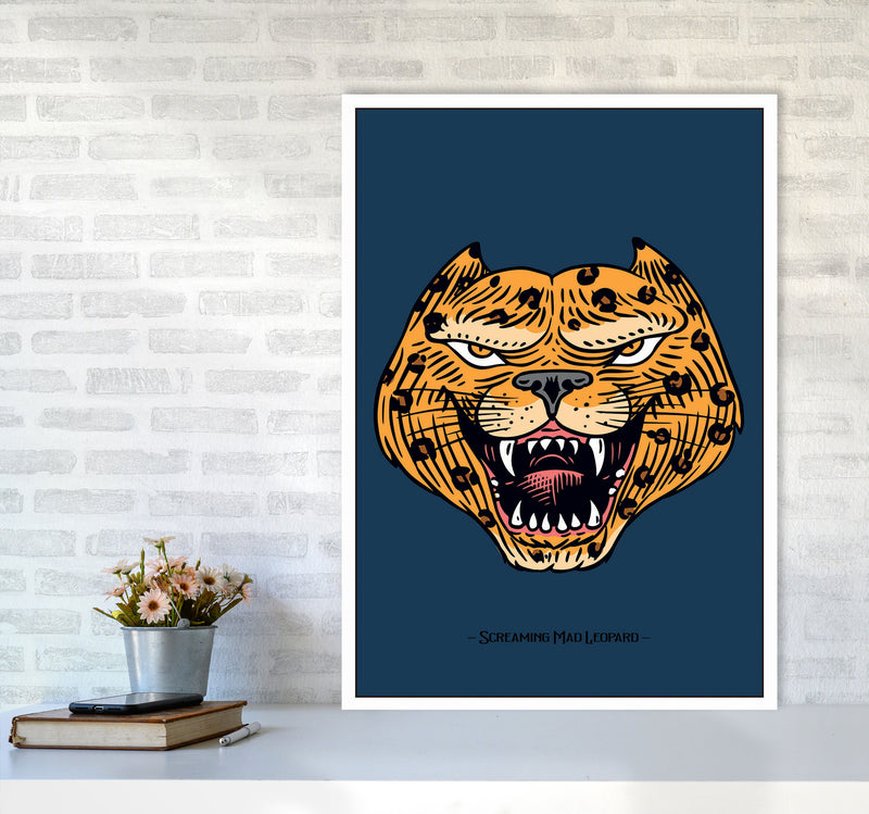 Screaming Mad Leopard Art Print by Jason Stanley A1 Black Frame