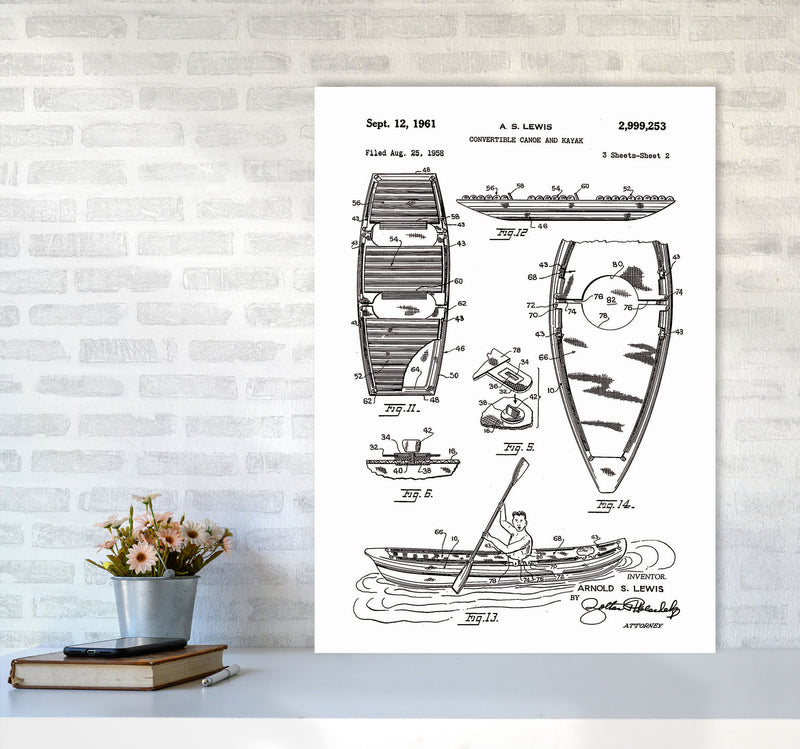 Canoe And Kayak Patent Art Print by Jason Stanley A1 Black Frame