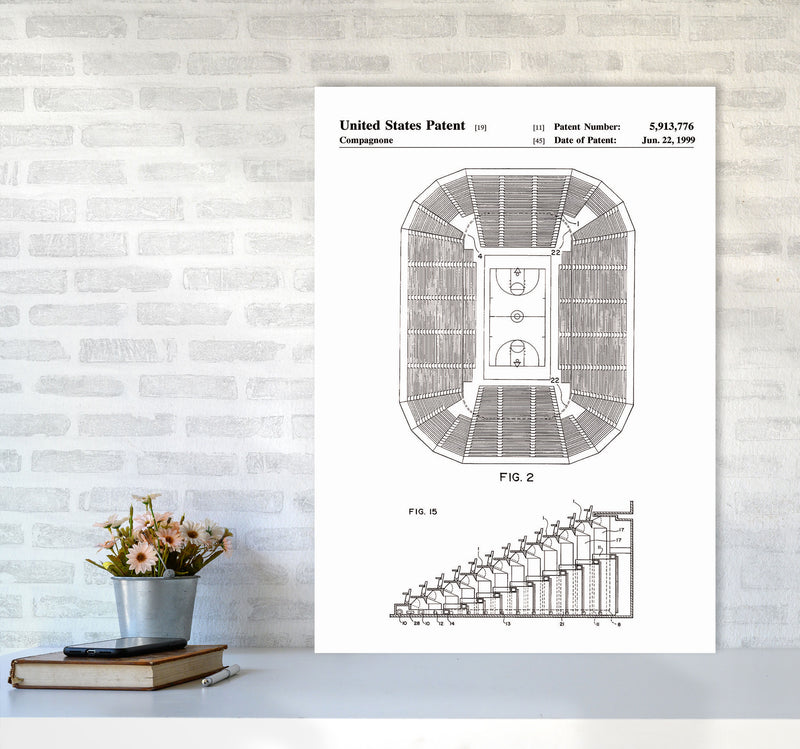 Basketball Court Patent Art Print by Jason Stanley A1 Black Frame