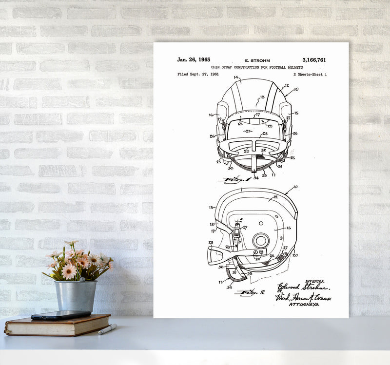 Football Helmet Patent 2 Art Print by Jason Stanley A1 Black Frame