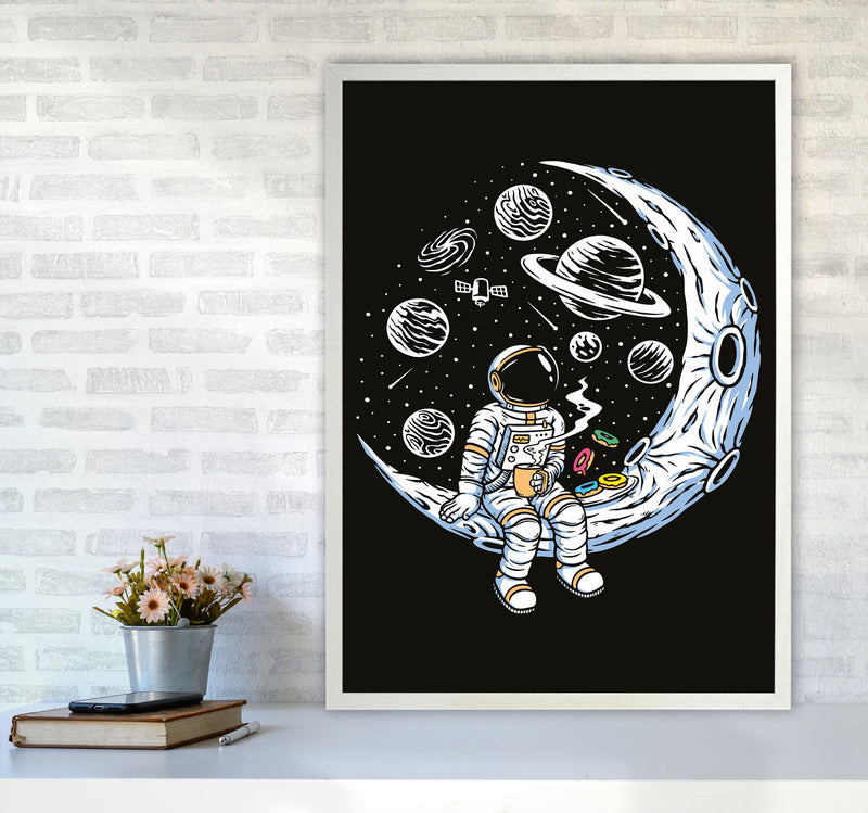 Coffee And Donuts On The Moon Art Print by Jason Stanley A1 Oak Frame