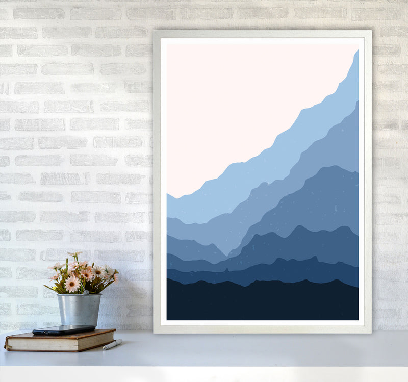 Blue Japanese Mountains Art Print by Jason Stanley A1 Oak Frame