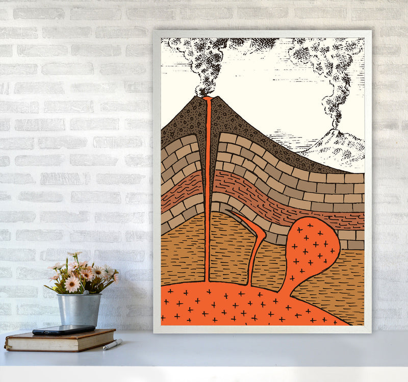 Volcano Cross Section Art Print by Jason Stanley A1 Oak Frame
