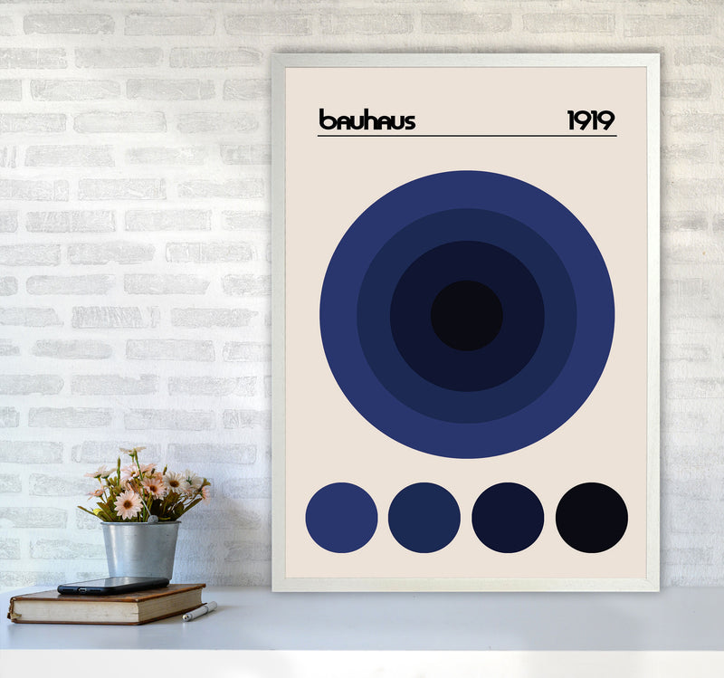 Bauhaus Blue Circle Art Print by Jason Stanley A1 Oak Frame
