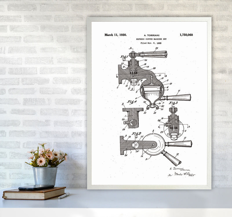Espresso Coffee Machine Patent Art Print by Jason Stanley A1 Oak Frame