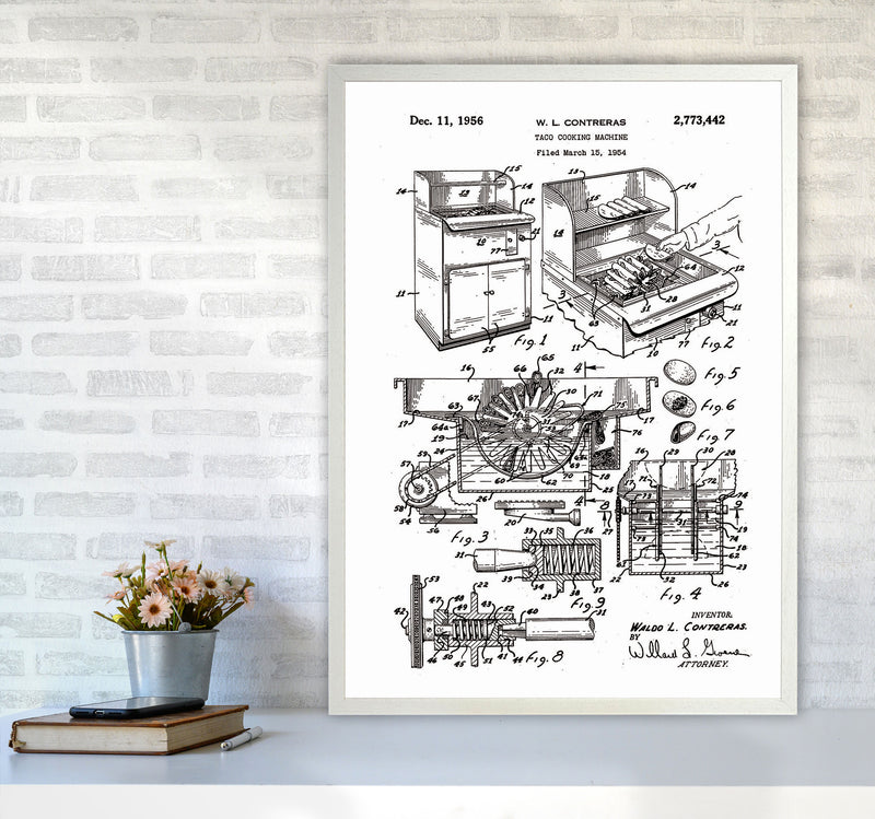 Taco Cooking Machine Patent Art Print by Jason Stanley A1 Oak Frame