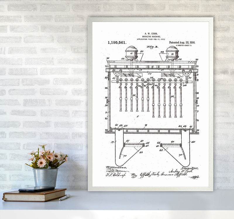Bronzing Machine Patent Art Print by Jason Stanley A1 Oak Frame