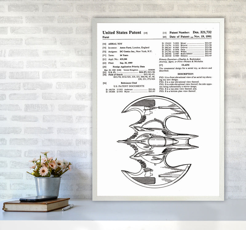 Batwing Patent Side View Art Print by Jason Stanley A1 Oak Frame
