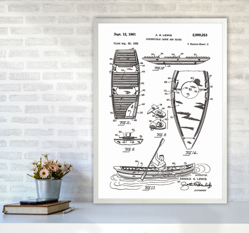 Canoe And Kayak Patent Art Print by Jason Stanley A1 Oak Frame