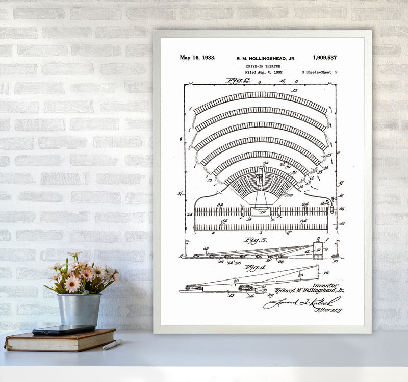 Drive In Theatre Patent Art Print by Jason Stanley A1 Oak Frame