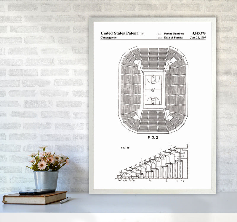Basketball Court Patent Art Print by Jason Stanley A1 Oak Frame