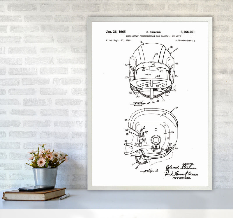 Football Helmet Patent 2 Art Print by Jason Stanley A1 Oak Frame