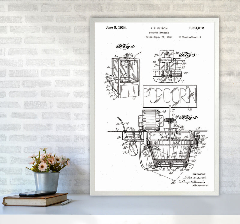 Popcorn Machine Patent 2 Art Print by Jason Stanley A1 Oak Frame